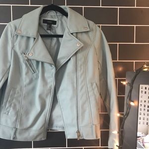 Faux leather light blue jacket